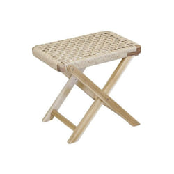 Tabouret pliable en bois de teck naturel