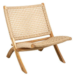 Aubry Gaspard - Fauteuil pliant en teck et cannage synthétique baia