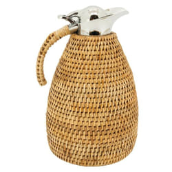 Thermos en inox et rotin