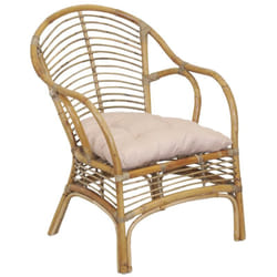 Fauteuil en rotin marron + coussin