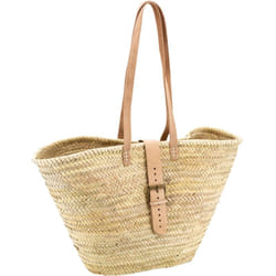Aubry Gaspard - Sac en palmier et cuir beige