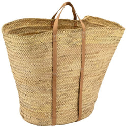 Aubry Gaspard - Maxi cabas en palmier avec anses en cuir