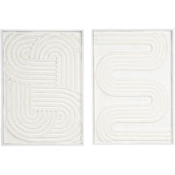 Aubry Gaspard - Cadres en bois blanc motifs abstraits papier maché (Lot de 2)