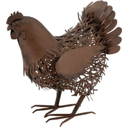 Statue décorative en métal vieilli Poule