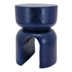Tabouret en bois paulownia Molaire Bleu