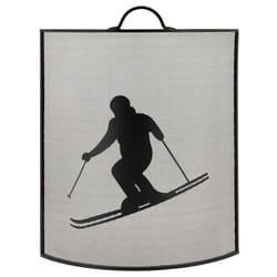 Aubry Gaspard - Pare-feu cheminée en métal noir décor Skieur – Style montagnard et moderne