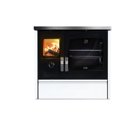 Deville C086AB01 poêle Pose libre Briquettes de bois Noir, Acier inoxydable, Blanc