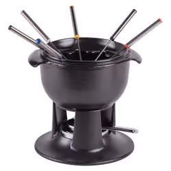 Découvrez le service à fondue tulipe noir 21 cm en fonte de chez Le Chasseur, l'accessoire parfait pour des soirées convivial ...