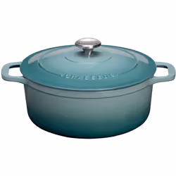 Cette cocotte en fonte émaillée de 24 cm bleu idéale pour griller, mijoter, gratiner ou simplement réchauffer. Elle diffuse u ...
