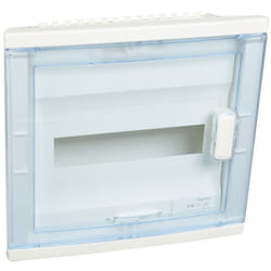 Legrand - Coffret modulaire encastré 1 rangée 12+2 modules avec porte isolante galbée transparente 001521