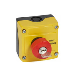 Legrand - Boîte à bouton équipée Osmoz avec coup de poing d'arrêt d'urgence rouge à clé n°455 Ø40 - avec couvercle jaune