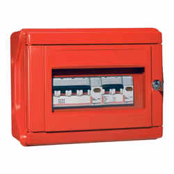 Description générale Coffret de sécurité Plexo pour chaufferie, conforme à la norme IP55 IK07, équipé de 2 voyants de présenc ...