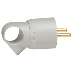 Fiche mâle 16A 2P+T en plastique avec anneau d'extraction gris - Legrand 50424