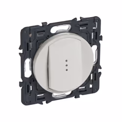 Poussoir inverseur Céliane 6A blanc, avec voyant, bornes automatiques, IP20, encastrable