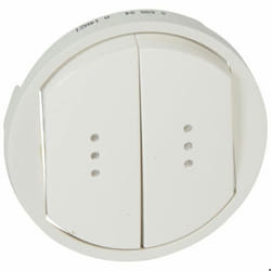 Enjoliveur large CÉLIANE pour double interrupteur, va-et-vient ou poussoir avec voyant blanc - LEGRAND - 068004