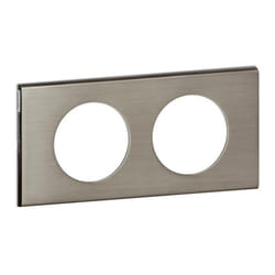 LEGRAND Plaque Céliane finition métal pour 2 postes - Inox brossé