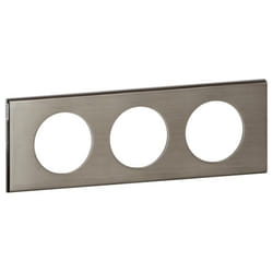 LEGRAND Plaque Céliane finition métal pour 3 postes - Inox brossé