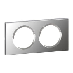 Plaque de finition LEGRAND Céliane 2 postes verre miroir - gris - Programme Céliane