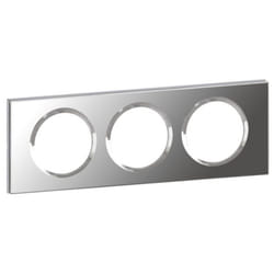 Plaque de finition LEGRAND Céliane 3 postes verre miroir - gris - Programme Céliane