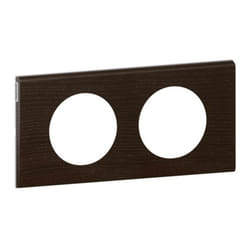 LEGRAND Plaque Céliane finition bois pour 2 postes - Marron teinté wengué
