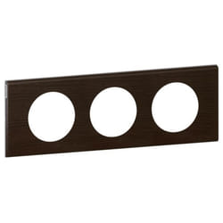 LEGRAND Plaque Céliane finition frêne pour 3 postes - Marron teinté wengué