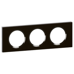 PLAQUE MATIERE 4P CUIR TEXTURE LEGRAND 069404 (verre graphite - 71 mm - 3 postes
