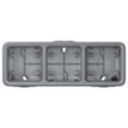 LEGRAND Boîtier à emboûts composable 3 postes horizontaux Plexo gris