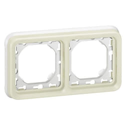 Plaque + Support LEGRAND Prog Plexo - 2 Postes Horizontaux - Blanc