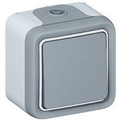 Bouton Poussoir NO Gris Saillie/Gris
