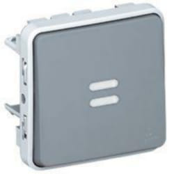 Poussoir lumineux - LEGRAND - Plexo - Gris - A encastrer - Composable