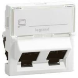 Prise 2xRJ 45 Prog Mosaic - LEGRAND - Cat. 6 - FTP - Blanc - Carré