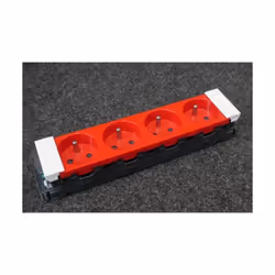 Mécanisme quadruple prise de courant 4 x 2P+T 16A 230V surface rouge à détrompage à clippage direct sur goulotte Mosaic LEGRA ...