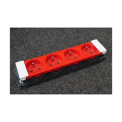 Legrand - Mécanisme quadruple prise de courant 4 x 2P+T 16A 230V surface rouge à détrompage à clippage direct sur goulotte Mosaic