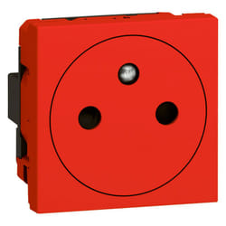 Legrand - Prise de courant 2P+T Surface Mosaic 2 modules avec connexion par bornes automatiques rouge antimicrobien (077133)