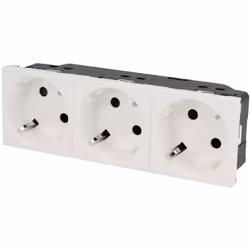 Prise triple 6 modules.Propriétés:- mécanisme avec recouvrement pour support Mosaic™- pour conducteurs rigides et flexibles- ...