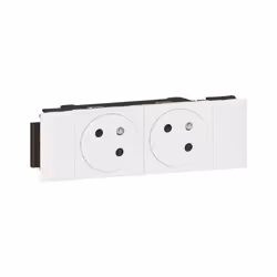 Double prise de courant 2P+T Mosaic 4 modules pour goulottes DLP monobloc - blanc