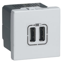 Prise charge 2USB 1500 ALU Legrand 079394 - Prises chargeurs universels USB 230 V