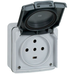 Legrand - Prise 3P+T+N étanche 20A Plexo complet IP55 saillie gris (091657)