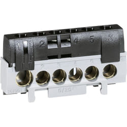 Legrand - Bornier de phase - 5 bornes câble 6 à 25 mm² + 1 câble 10 à 35 mm² - Noir
