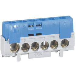 Legrand - Bornier de neutre - 5 bornes câble 6 à 25 mm² + 1 câble 10 à 35 mm² - Bleu