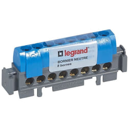 Legrand - Bornier de neutre - 8 bornes pour câble 1,5mm² à 16mm² - Bleu