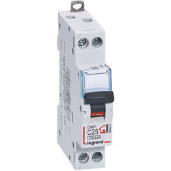 Le disjoncteur Phase + Neutre - 25A - bornes à vis - 1 module DNX³ protège les circuits de prises et appareils électriques co ...