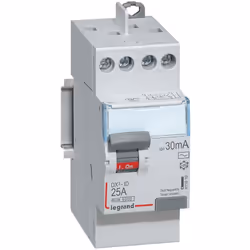 L’interrupteur différentiel bipolaire - 2P - type AC 30mA arrivée haut/départ haut 25A est conçu pour être installé dans un t ...