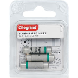 Legrand - Cartouches fusibles pour porte-fusibles - Avec témoin - 8,5 x 31,5mm - 20A