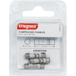 Legrand - 3 Fusibles 92910 - 6,3 x 23 Mm - 6a
