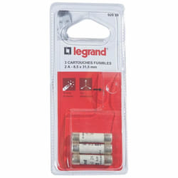 LEGRAND Cartouche fusible pour porte-fusible avec témoin 2A 460W 8,5 x 31,5