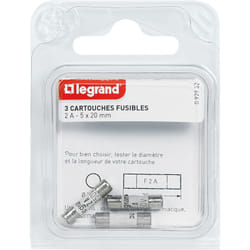 Legrand - Cartouches fusibles pour appareils électroniques - 5x20mm - 2A