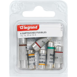 Legrand - Ensemble 6 cartouches cylindrique domestique avec voyant pour tableau d'abonné