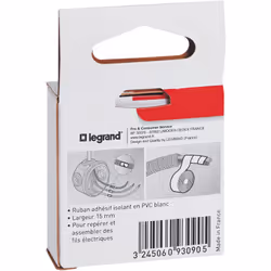Le ruban adhésif isolant Legrand en PVC, de dimensions 15x10mm et de couleur blanche, est conçu pour repérer et assembler des ...