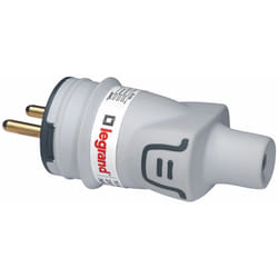Fiche mâle avec terre Plexo plastique IP44 - gris - Legrand